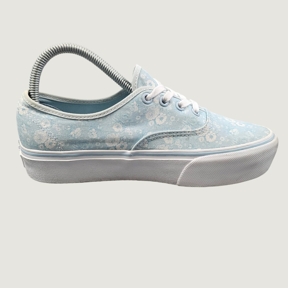 Vans Authentic Platform Floral Tonal Blue Canvas Sneakers Womens 7 | Mens 5.5 - Picture 7 of 10